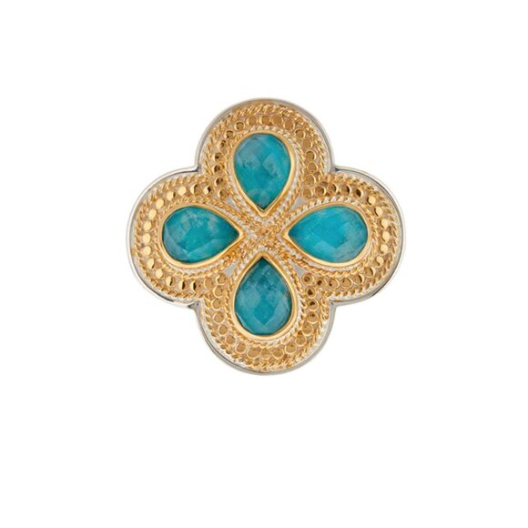 ANNA BECK Malachite Chrysocolla Clover Ring Sz 10 - NIB - Picture 1 of 10